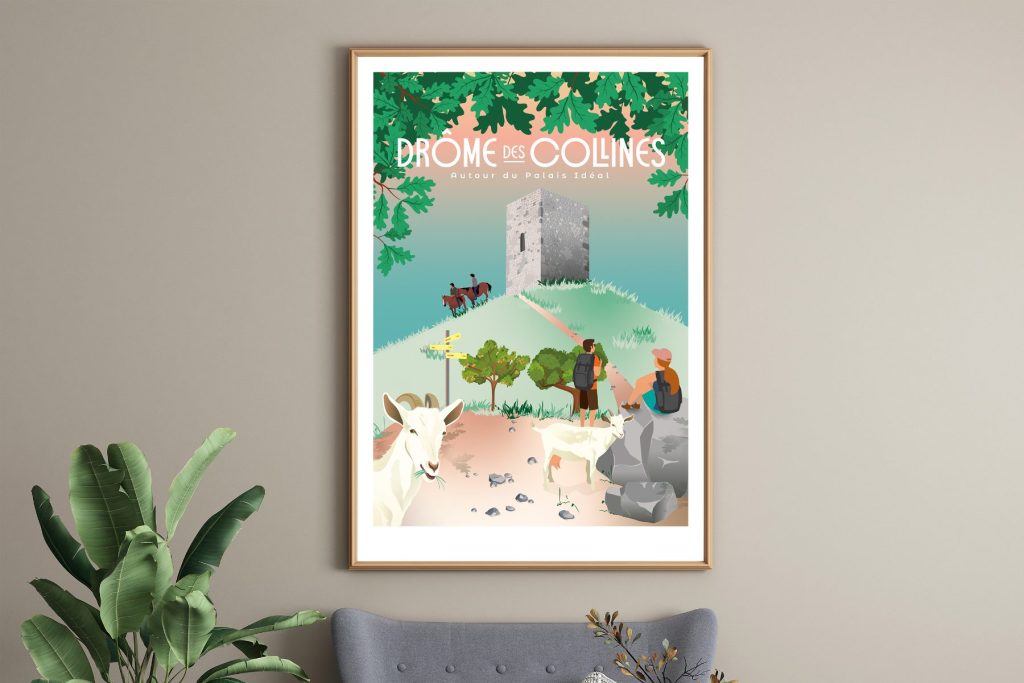 Drôme des Collines — Affiche touristique illustrée