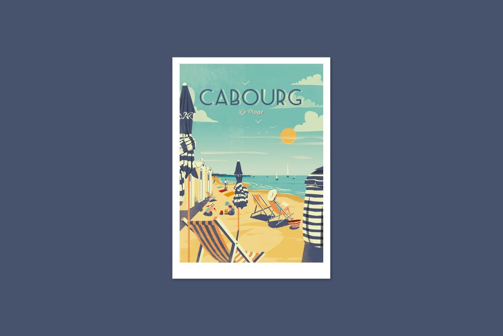 Affiche illustrée — Cabourg, La Plage